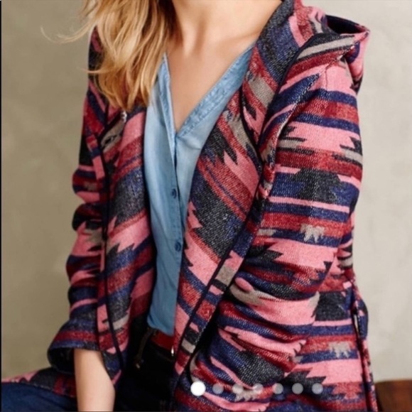 Anthro Tabitha Leona Aztec Wrap Coat Jacket XS - Picture 2 of 5